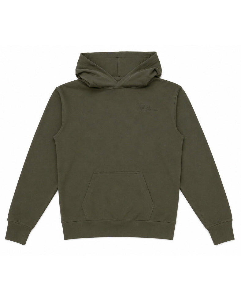 Green hoodie on a white background